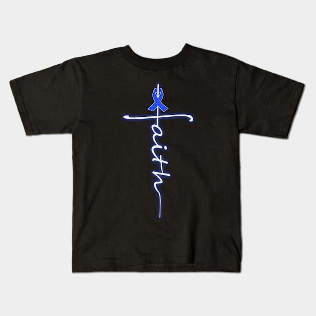 Faith Christian Chronic Fatigue Syndrome Awareness Blue Ribbon Warrior Kids T-Shirt by celsaclaudio506